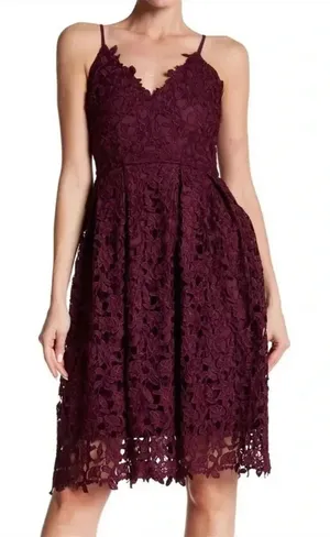 Love...Ady Lace Fit Flare Lined Purple Dress NWT v6x thumbnail 1