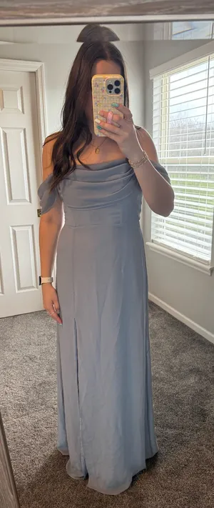 Birdie Grey Mira dress chiffon dusty blue thumbnail 1