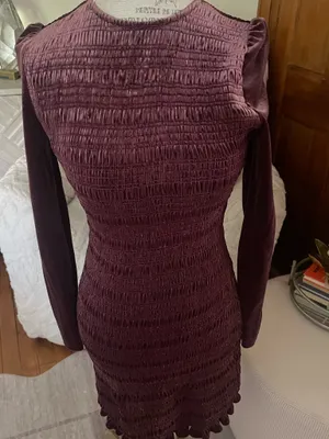 Aqua AI Overview This burgundy velvet cocktail dress thumbnail 3