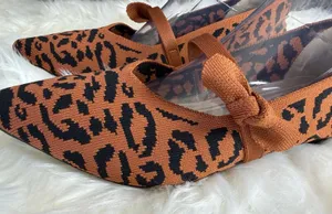 AHZEHRSE Women's Animal Print Mary Jane Flats Pointed Toe Knit Size 10 (EU 43) thumbnail 1