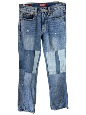 Lucky Brand Boyfriend Mid Rise Flare Patchwork Jeans Size 0/25R Cotton Hemp thumbnail 2