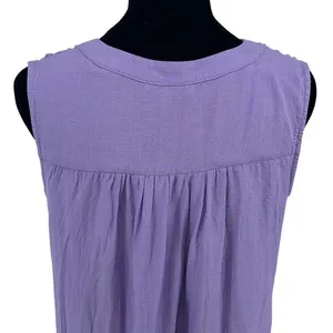 Entro Womens Tunic Tank Top Sleeveless Embroidered Floral‎ V Neck Purple Small thumbnail 5