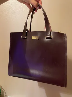 Kate Spade New York Two-Tone Burgundy and Pink Leather Satchel and Wallet Set thumbnail 4