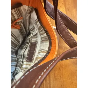 Vera Pelle Florio Bazaar Small Orange/Tan Leather Style Crossbody Bag thumbnail 12