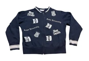 💙😈 Vintage Castle Sport‎ Duke Blue Devils Embroidered Zip Jacket M 😈💙 thumbnail 1