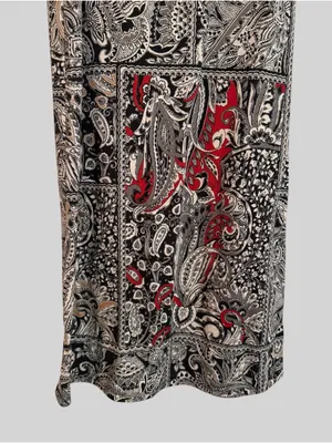 Ambiance Paisley Patchwork Maxi Skirt - Black, Cream & Red Accents thumbnail 5
