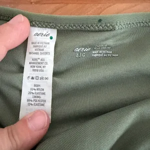Aerie Olive Green Ribbed Bikini Set Scoop Halter Top L Bottoms M Cheekier 2pc thumbnail 3