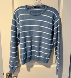 Brandy Melville Striped Blue & White Sweater thumbnail 1