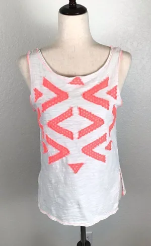 Free People We the Free‎ neon tangerine stitch cotton tank top XS thumbnail 1