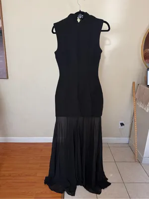 House of CB Raphaella Black Keyhole Sheer Maxi Dress Size M NWOT thumbnail 4