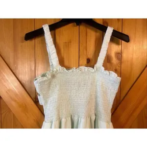 Pinch Anthropologie Smocked Back Cutouts Mint Sleeveless Short Dress Medium (577 thumbnail 2