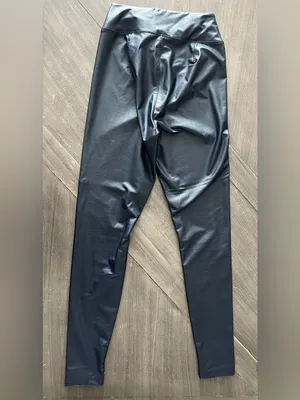 Aerie Biker Luxe Faux Leather Leggings Navy High Waisted Size Medium thumbnail 4