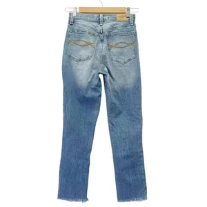 Abercrombie & Fitch A&F Mom Jean Button Fly Crop Medium Wash Raw Hem Size 25 | 0 thumbnail 2