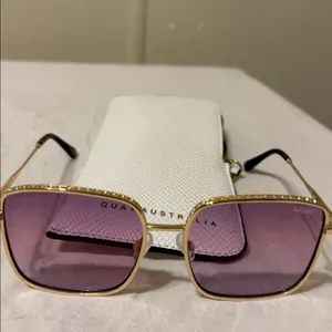 Quay Australia Gold Frame Sunglasses with Purple Lenses thumbnail 2