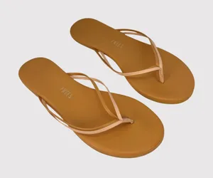 TKKES Womens Sandals Brown Leather Flip Flop Thong Slip On Slides Casual US 6 thumbnail 1