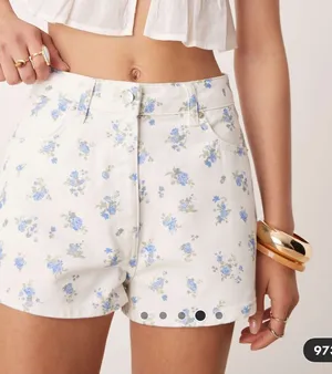 ASOS Floral White Denim Shorts thumbnail 1