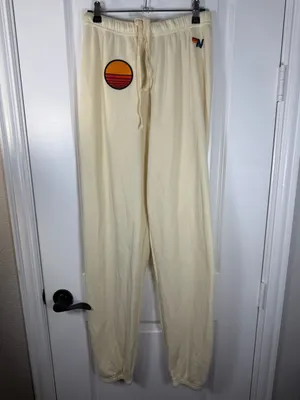 Aviator Nation Sunset Patch Sweatpants in Vintage White thumbnail 4