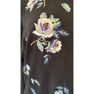 Vintage Together! Women’s Black Embroidered Floral Button Up Cardigan Sweater XL thumbnail 8