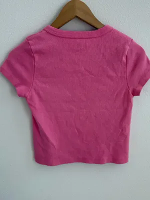 Brandy Melville Pink Baby Tee NWT Short Sleeve Fitted Crop Top One Size thumbnail 6
