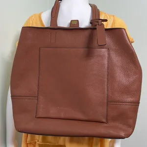 J. Crew all day roasted chestnut leather tote thumbnail 3
