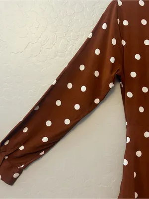 Lulu's Lush louicita rust brown polka dot surplice dress size medium thumbnail 14