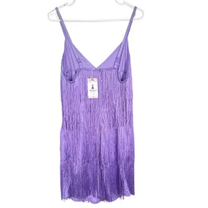 NWT ODIZLI Purple Fringe Flapper Bodycon Mini Dress - XL thumbnail 5