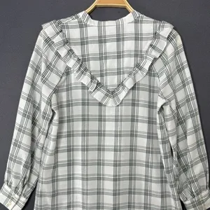Madewell Shirt Dress Size Small Plaid Ruffle Long Sleeve Button Down Western thumbnail 9