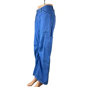 Lioness Miami Vice Women's High Rise Baggy Wide Leg Cargo Denim Jeans Pants Sz M thumbnail 2