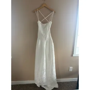 Lulus Arabella White Jacquard Basque Waist Maxi Dress Size Large Bridal Wedding thumbnail 4