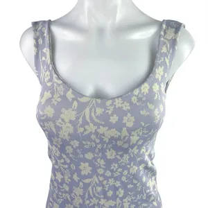 Free People Clean Lines Purple Floral Sleeveless Thong Bodysuit Tank Top Sz M/L thumbnail 3