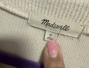 Madewell Ottoman Rib Cardigan Top Ribbed Cream White Button Front Sweater Size S thumbnail 3