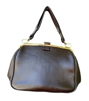 Vintage Midcentury faux leather satchel thumbnail 1