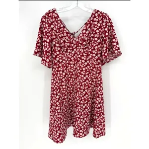 Beachsissi Floral Mini Dress Womens Small Red Cottagecore Boho Romantic Feminine thumbnail 2