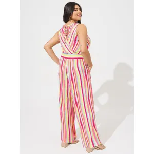 NEW Torrid Colorful Stripes Sleeveless Super Soft Surplice Jumpsuit 1X thumbnail 2