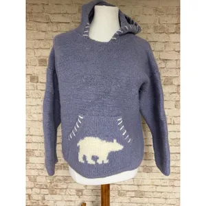 sharanel sweater Small Blue Polar Bear Hood Wool‎ Sweater thumbnail 2