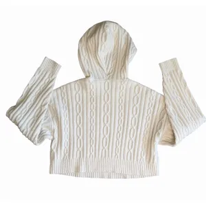 Alo Yoga Cable Knit Winter Bliss Hoodie Ivory Size Small Crop Cropped Sweater thumbnail 3