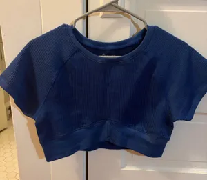 Aerie OFFLINE Cropped T-Shirt in blue thumbnail 1
