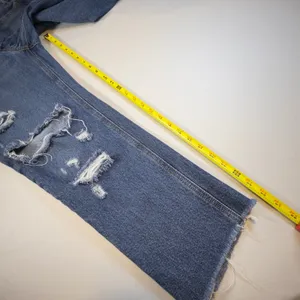 Old Navy High Rise Slouchy Straight Distressed Crop Jeans Blue Button Fly Size 4 thumbnail 11