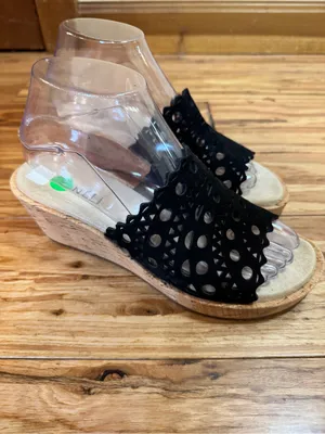 Vaneli Camme Black wedge sandal Cork Heel Size 6.5 thumbnail 2