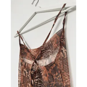 Pretty Little Thing Maxi Dress Cover Up Mesh Brown Leopard Print Size 2 Spaghetti Strap Summer Dress thumbnail 6