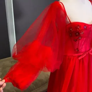 Women’s Red Prom Party Formal Dress With Corset Back and Leg Slit Size 10 NWOT thumbnail 4