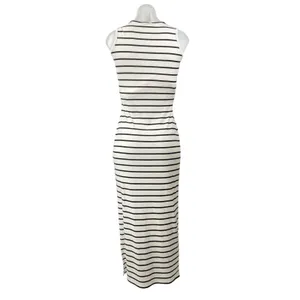 See You Monday SYM Women's White Striped Sleeveless Maxi Bodycon Tank Dress Sz L thumbnail 2