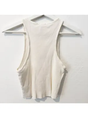 Full Tilt Tank Top Size L Cream Nashville Ribbed Embroidered Graphic Shirt Indie thumbnail 6