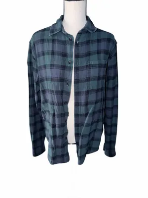 Urban Outfitters Green Plaid Flannel Shirt Forest Green Outdoor Button Up Small thumbnail 2