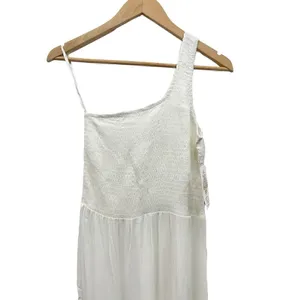 Becca by Rebecca Virtue Ponza Smocked One Shoulder Cover-up In White size L NWT thumbnail 4