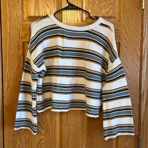 OTHERS FOLLOW Knit Striped Pullover Cropped Sweater Womens Medium thumbnail 2