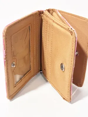Vintage Pink Fabric XOXO Snap Closure Wallet Silver Hardware thumbnail 3
