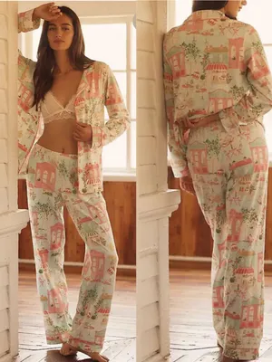 BedHead X Anthropologie Parisian Delight Classic Jersey Pajama Set Long Sleeve thumbnail 4