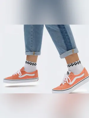 Vans Old Skool Suede Canvas Classic Skateboard Sneakers, Melon Orange/ White,7.5 thumbnail 3