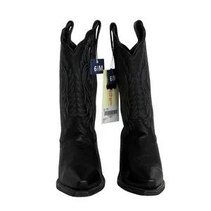 Masterson Boot Co Black Cowboy Boots With White Stitching 6.5 Leather Cowgirl thumbnail 2